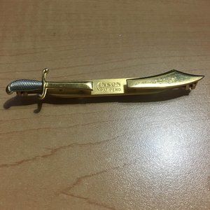 Vintage Anson Gold Tone Tie Clip Sword